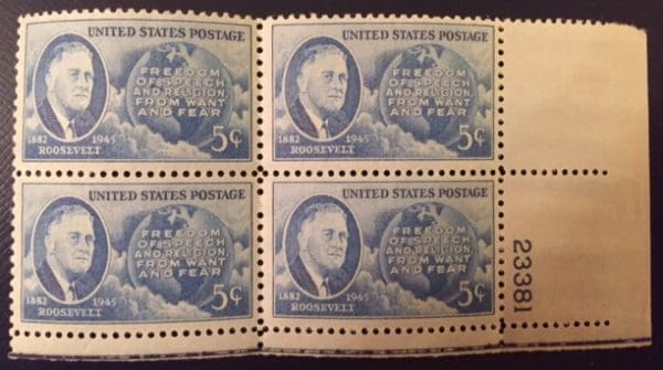 Scott # 933 Plate Block (MLH)