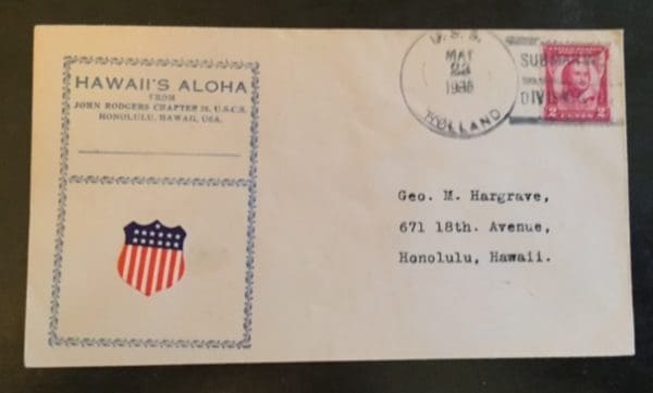 Scott # 690 Naval Ship Cover USS Holland