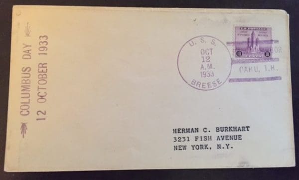 Scott # 729 Naval Ship Cover USS Breese