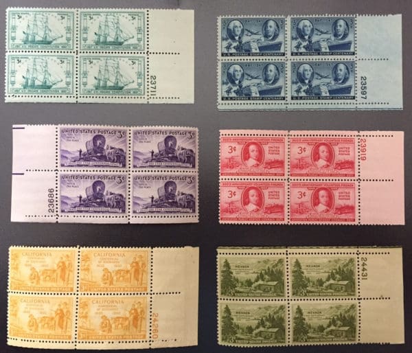 10 Different U.S. MNH Plate Blocks