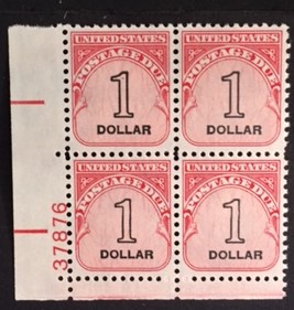 Postage Due Plate Blocks