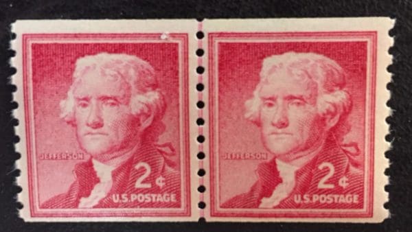 Scott # 1055 Line Pair Small Holes Wet Printing MNH