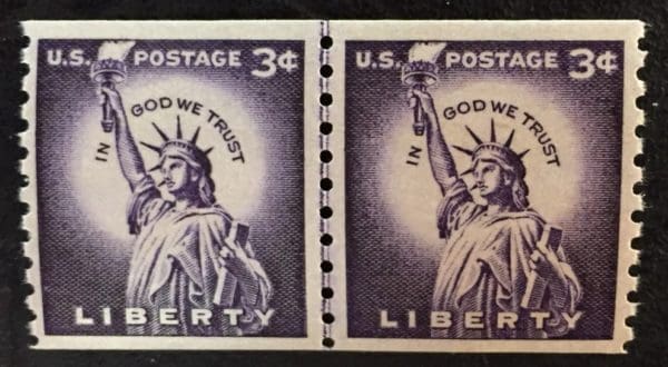 Scott # 1057a Line Pair Small Holes Dry Printing MNH