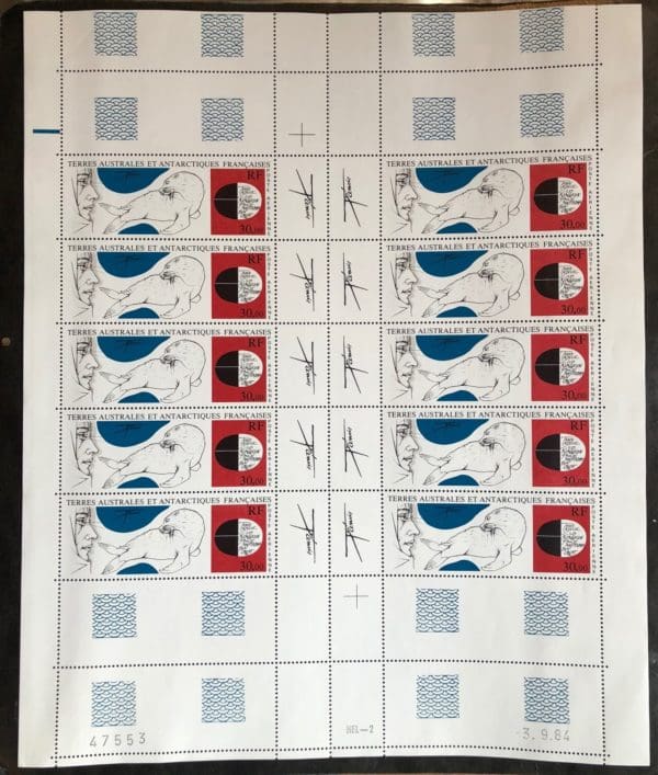 French Antarctic Territories Scott # C-88 Gutter Sheet