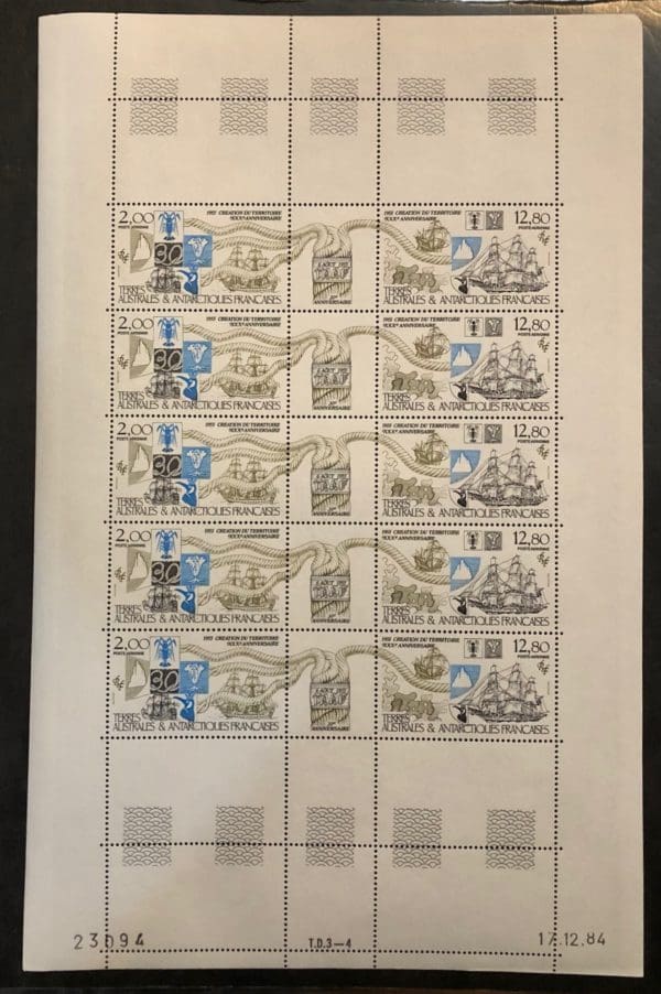 French Antarctic Territories Scott # C-89, C-90 Gutter Sheet