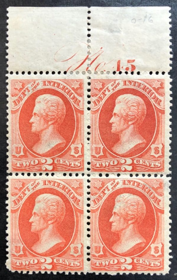 Scott # O16 Plate Block of 4