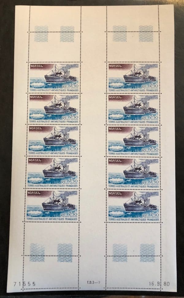 French Antarctic Territories Scott # C-63 Gutter Strip of 10