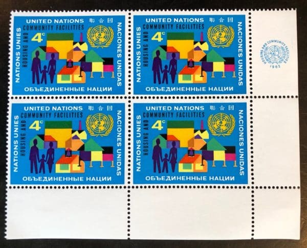 UN Scott # 100 Plate Block