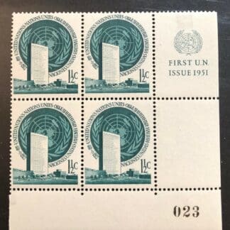 UN Scott # 2 Plate Block