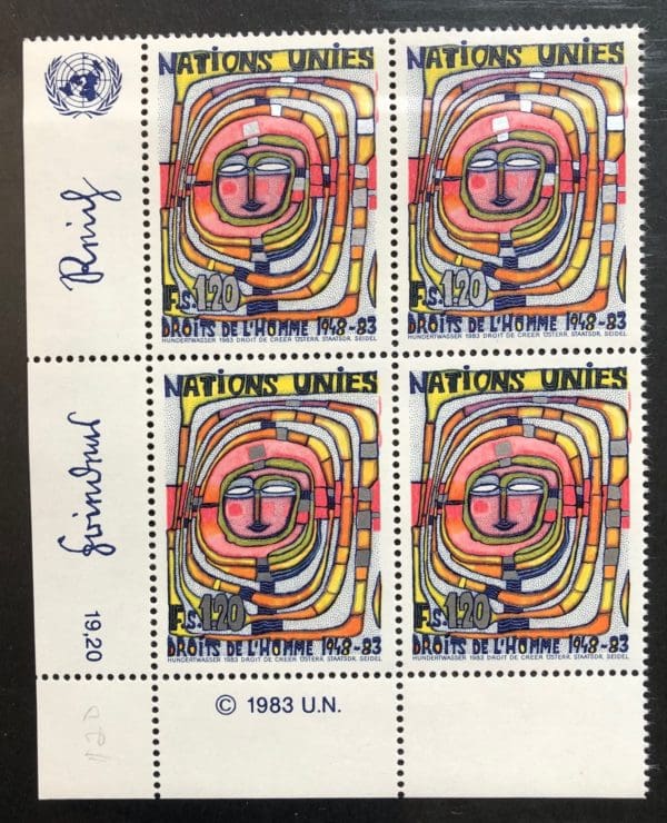 UN Geneva Scott # 120 Plate Block