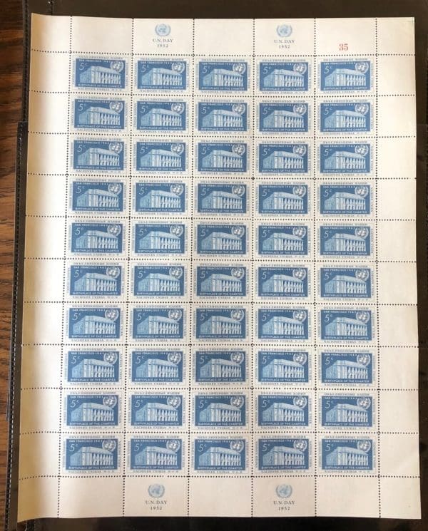 UN Scott # 12  MNH Sheet