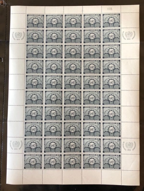 UN Scott # 19  MNH Sheet