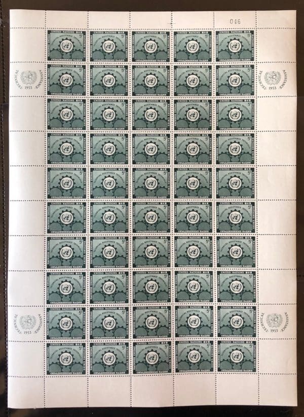 UN Scott # 20  MNH Sheet