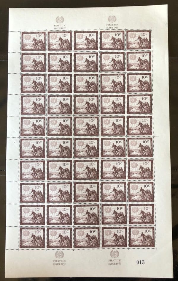 UN Scott # 6  MNH Sheet