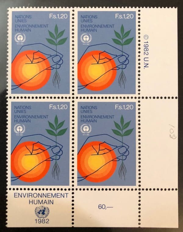 UN Geneva Scott # 108 Plate Block