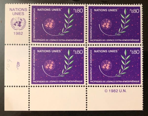 UN Geneva Scott # 109 Plate Block