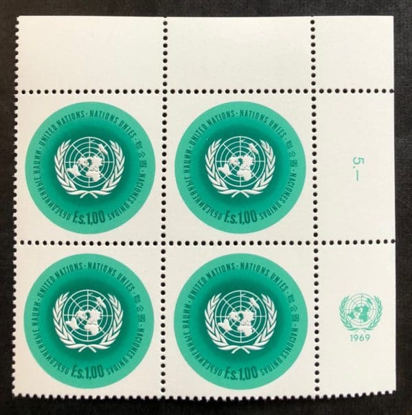 UN Geneva Scott # 11 Plate Block