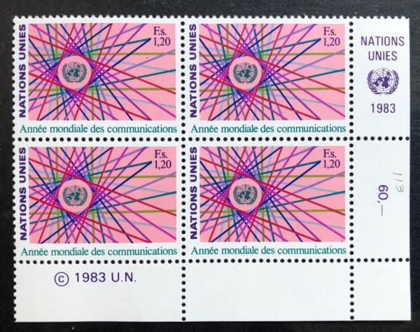 UN Geneva Scott # 113 Plate Block