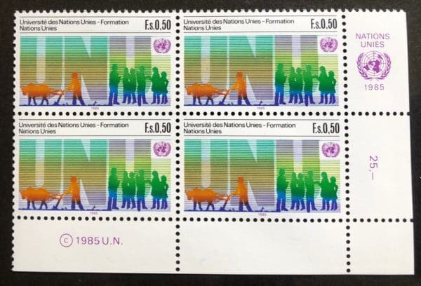 UN Geneva Scott # 131 Plate Block