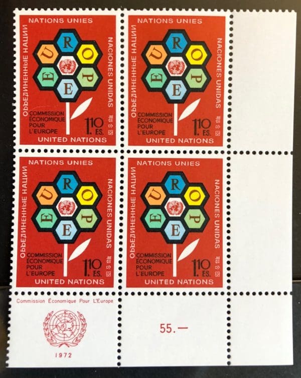 UN  Scott # 27 Plate Block