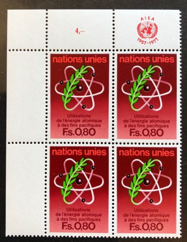 UN Geneva Scott # 71 Plate Block