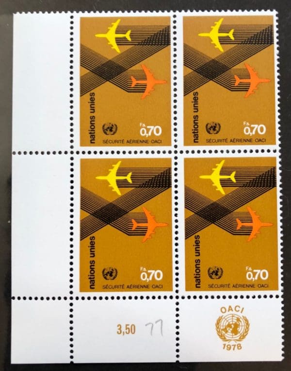 UN Geneva Scott # 77 Plate Block