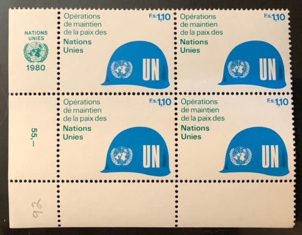 UN Geneva Scott # 92 Plate Block