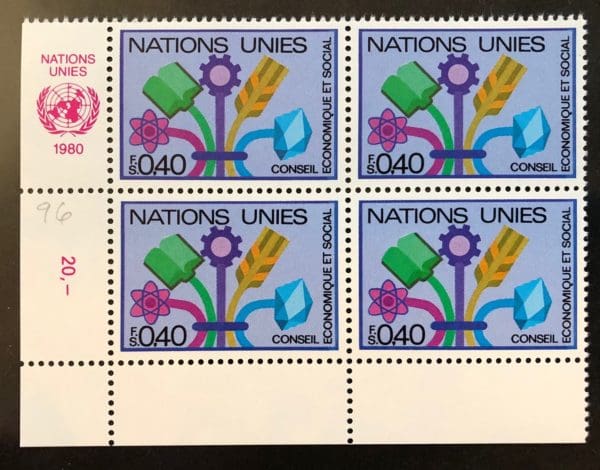 UN Geneva Scott # 96 Plate Block