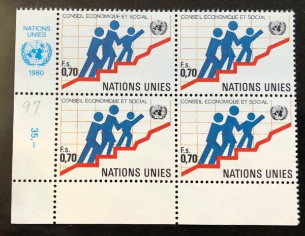 UN Geneva Scott # 97 Plate Block