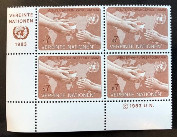 UN Vienna Scott # 34 Plate Block