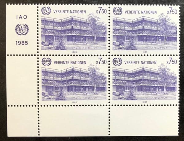 UN Vienna Scott # 49 Plate Block