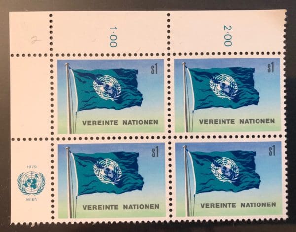 UN Vienna Scott # 2 Plate Block