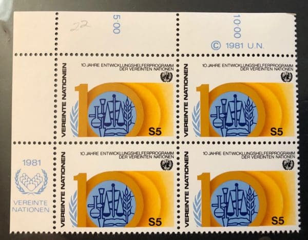 UN Vienna Scott # 22 Plate Block