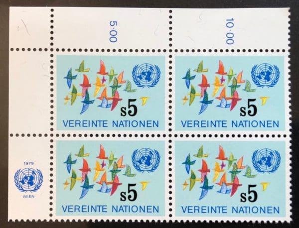 UN Vienna Scott # 4 Plate Block