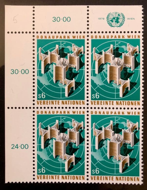 UN Vienna Scott # 5 Plate Block