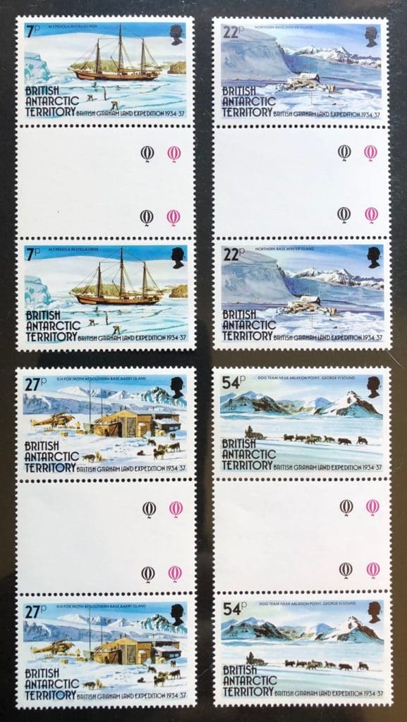 B.A.T Scott # 121-124 MNH Gutter Pairs