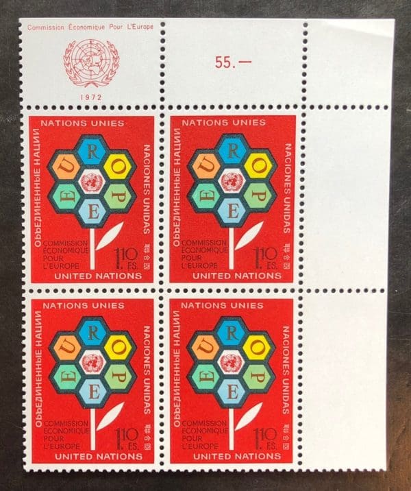 UN  Geneva Scott # 27 Plate Block