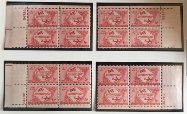 Scott # C47 Matched Plate Block Set