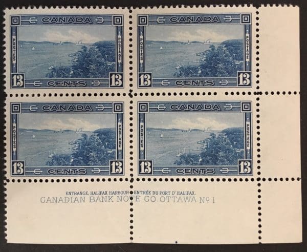 Canada Scott # 242 Mint Hinged Plate Block