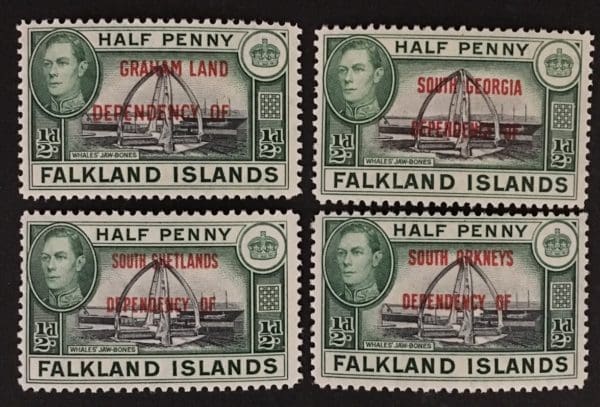 Falkland Islands Dependencies Scott # 2L1, 3L1, 4L1, 5L1 Mint Hinged