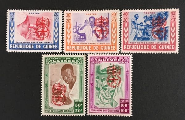 Guinea Scott # B25-B29 Mint Never Hinged (Red Overprint)