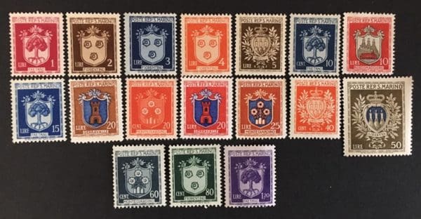 San Marino Scott # 242-56 Mint Hinged