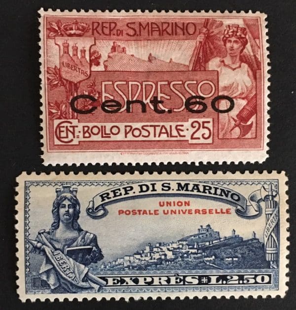 San Marino Scott # E3/E7 Mint Hinged