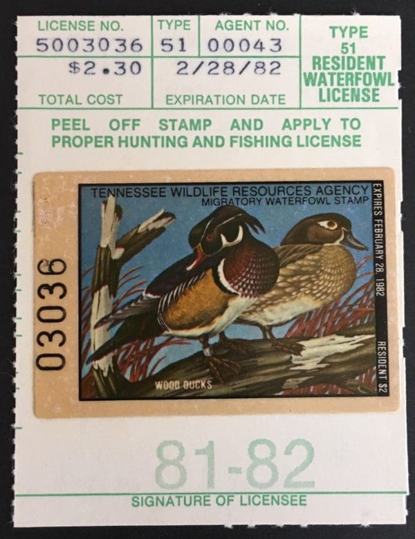 Scott  Tennessee # 5 Duck Stamp Mint Never Hinged