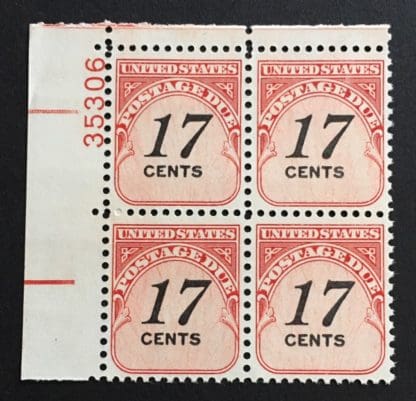 Scott # J104 Mint Never Hinged Plate Block