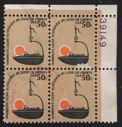 Scott # 1608 Used Plate Block