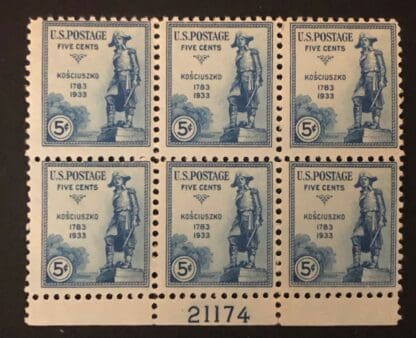 Scott # 734 Plate Block Mint Never Hinged