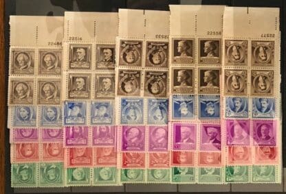 Scott #859-893 Plate Blocks, Complete Set, Mint Never Hinged