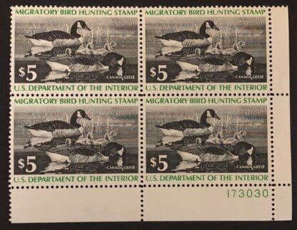 Scott # RW43 Mint Never Hinged Plate Block