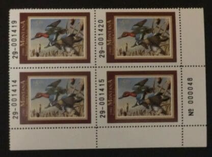 Montana State Duck Stamp Scott # 38 Mint Never Hinged Plate Block